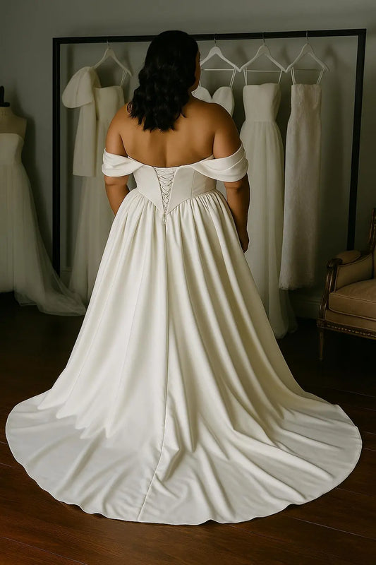 Elegant Satin Off-Shoulder Wedding Gown Payton Bridal