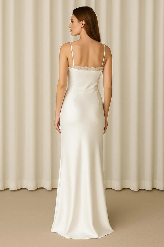 Luna – Silk-Effect Satin Gown with Lace Trim Bodice Payton Bridal