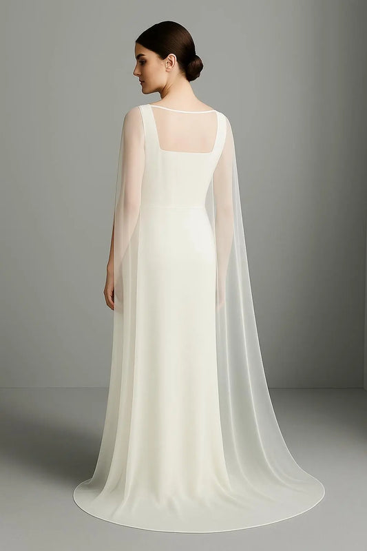 Ethereal Chiffon Cape Wedding Gown Payton Bridal
