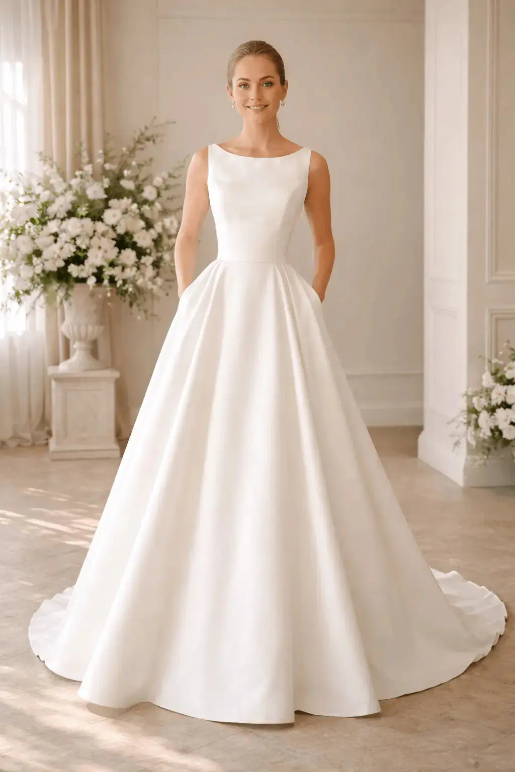 timeless a line wedding dress Flattering Aline Court Train Wedding Dresses For Timeless Elegance COCOMELODY CW3462, 25 Days / Ivory / US14-UK16-EUR44