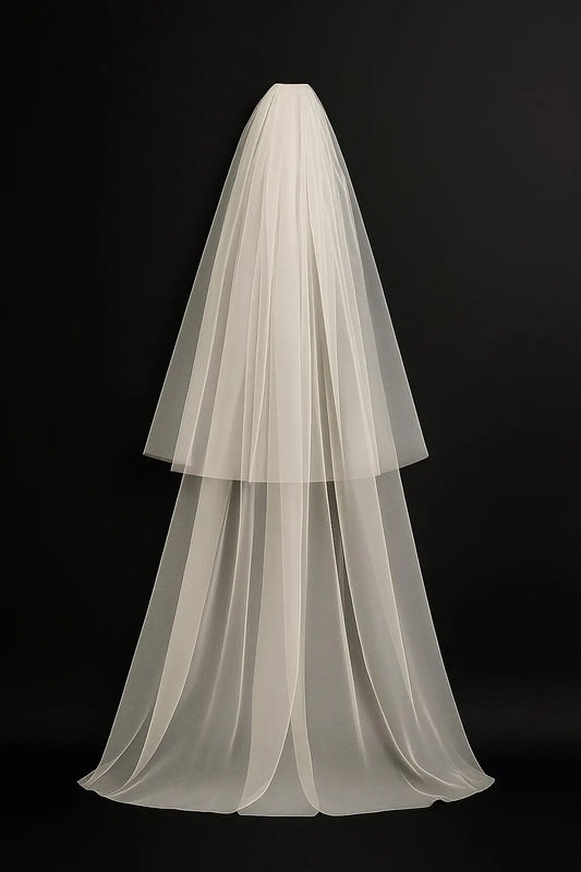 Cathedral Length Two-Tier Tulle Veil with Comb – Available in Multiple Colours Payton Bridal