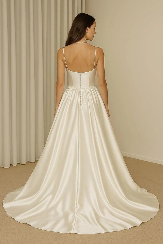 The Marlowe Satin Chapel Gown Payton Bridal