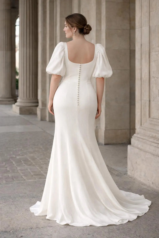 Silk Crépon Puff Sleeve Wedding Dress Payton Bridal