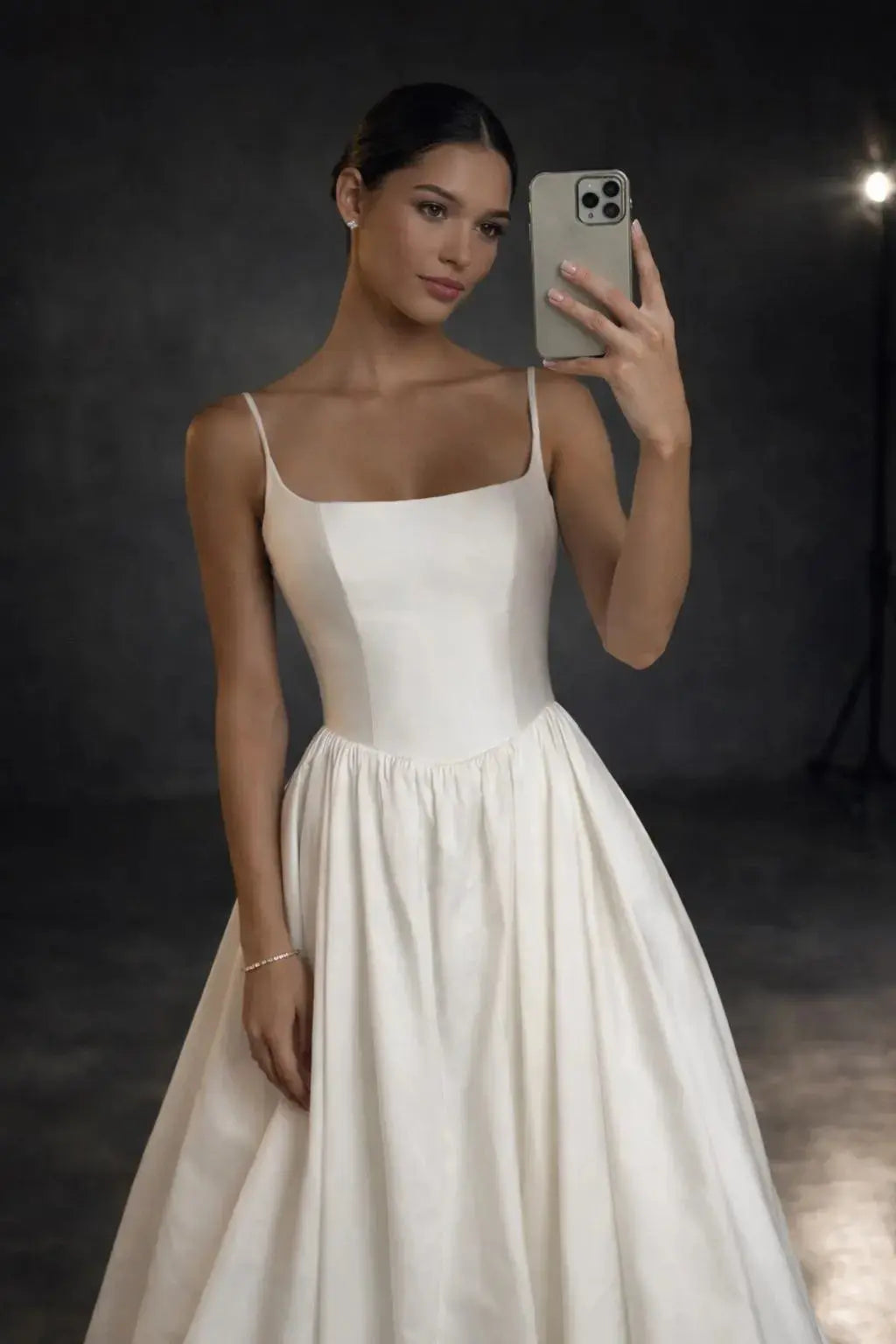 Minimalist Satin Wedding Dress – Scoop Neck A-Line Bridal Gown with Low Back - Payton Bridal