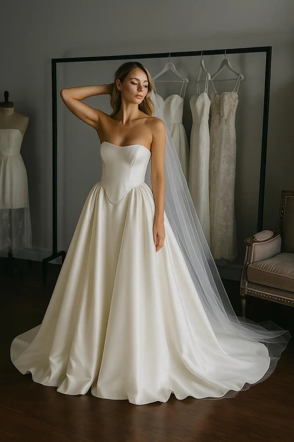 The Celeste – Classic Satin A-Line Wedding Gown Payton Bridal
