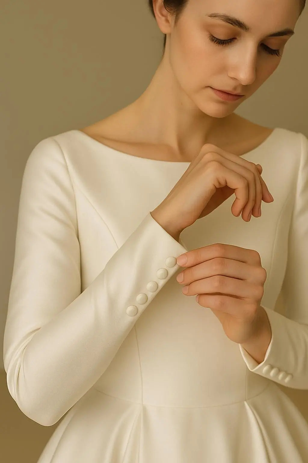 The Anastasia – Long Sleeve Satin Wedding Dress with Full Skirt Payton Bridal