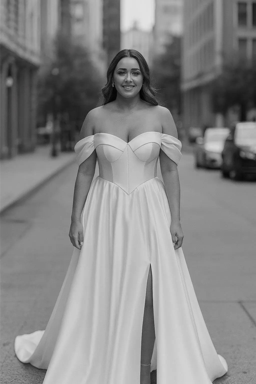 Elegant Satin Off-Shoulder Wedding Gown Payton Bridal