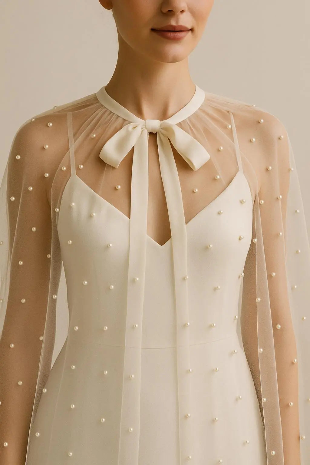 Pearl-Adorned Bridal Cape Payton Bridal