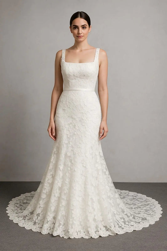 Lace Wedding Gown: Elegant Straps, Defined Waist Payton Bridal