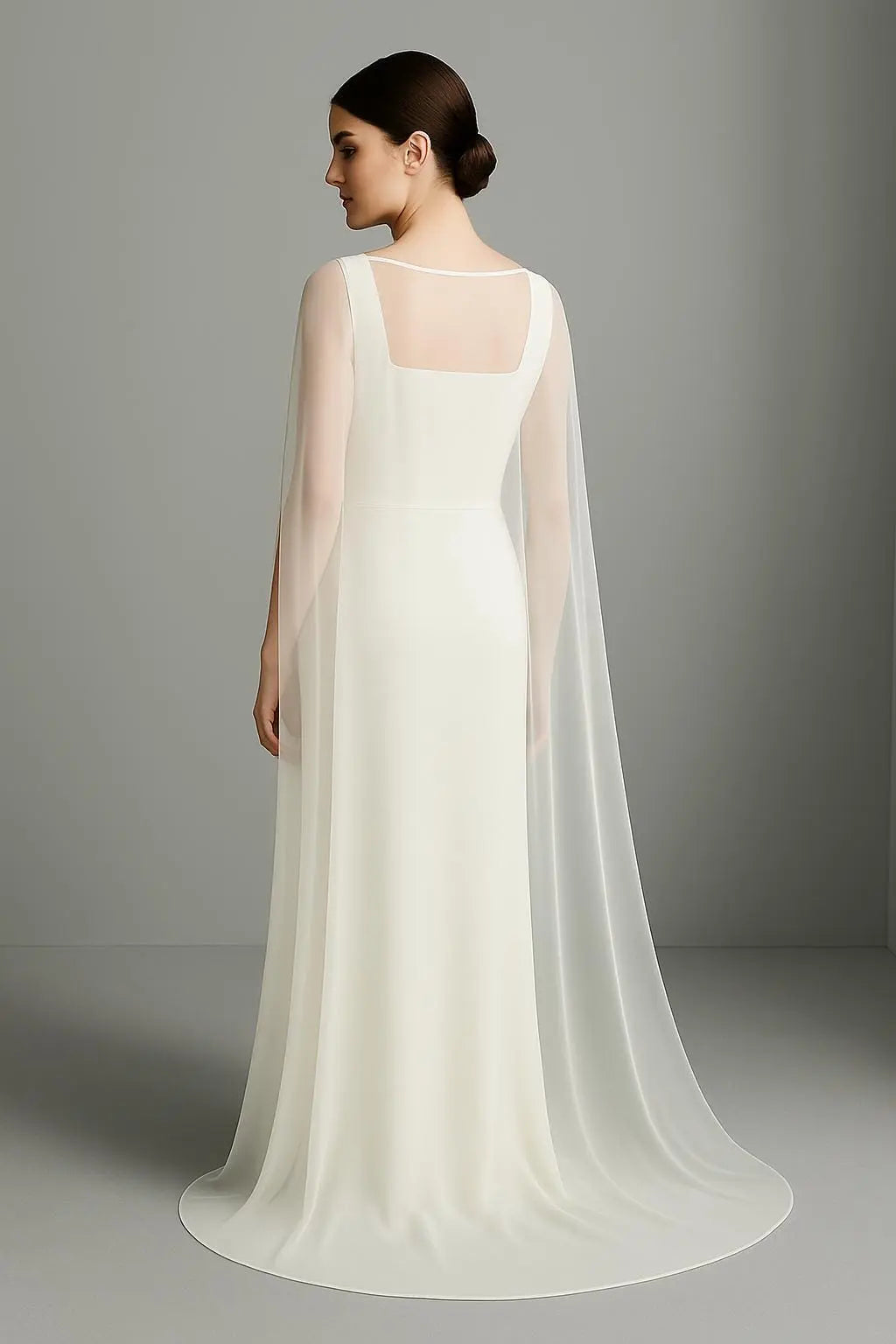 Ethereal Chiffon Cape Wedding Gown Payton Bridal