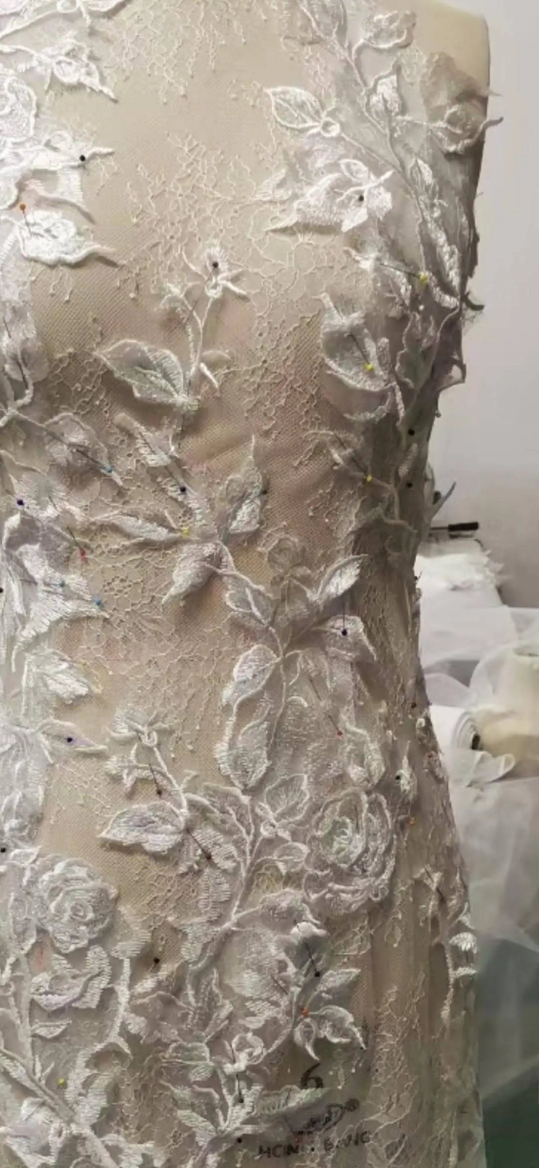 The Sylvie Gown - Floral Lace Halter Wedding Gown with Train Payton Bridal