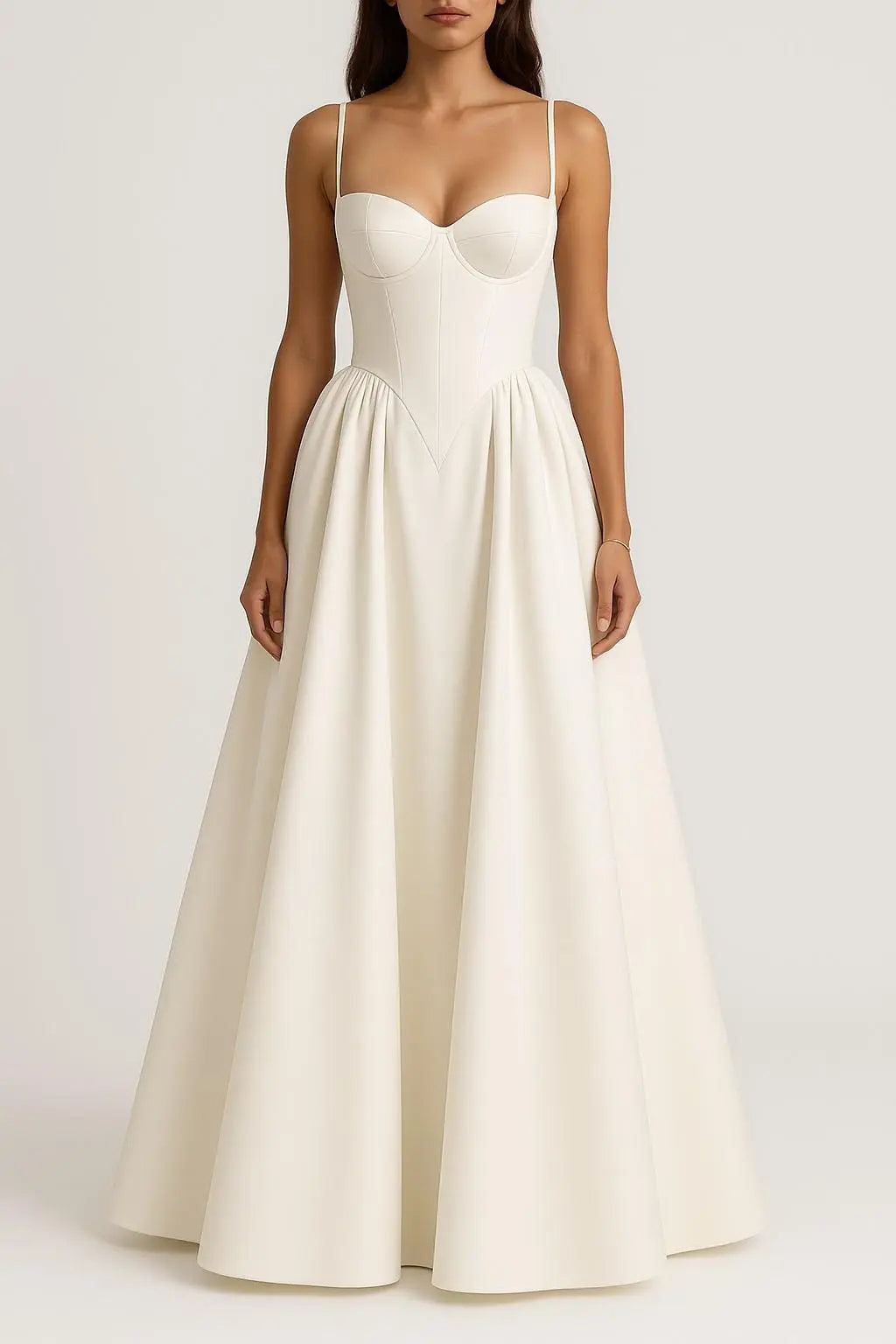 Ivory Mikado Bridal Gown – Structured Bodice with Sculpted Skirt Payton Bridal