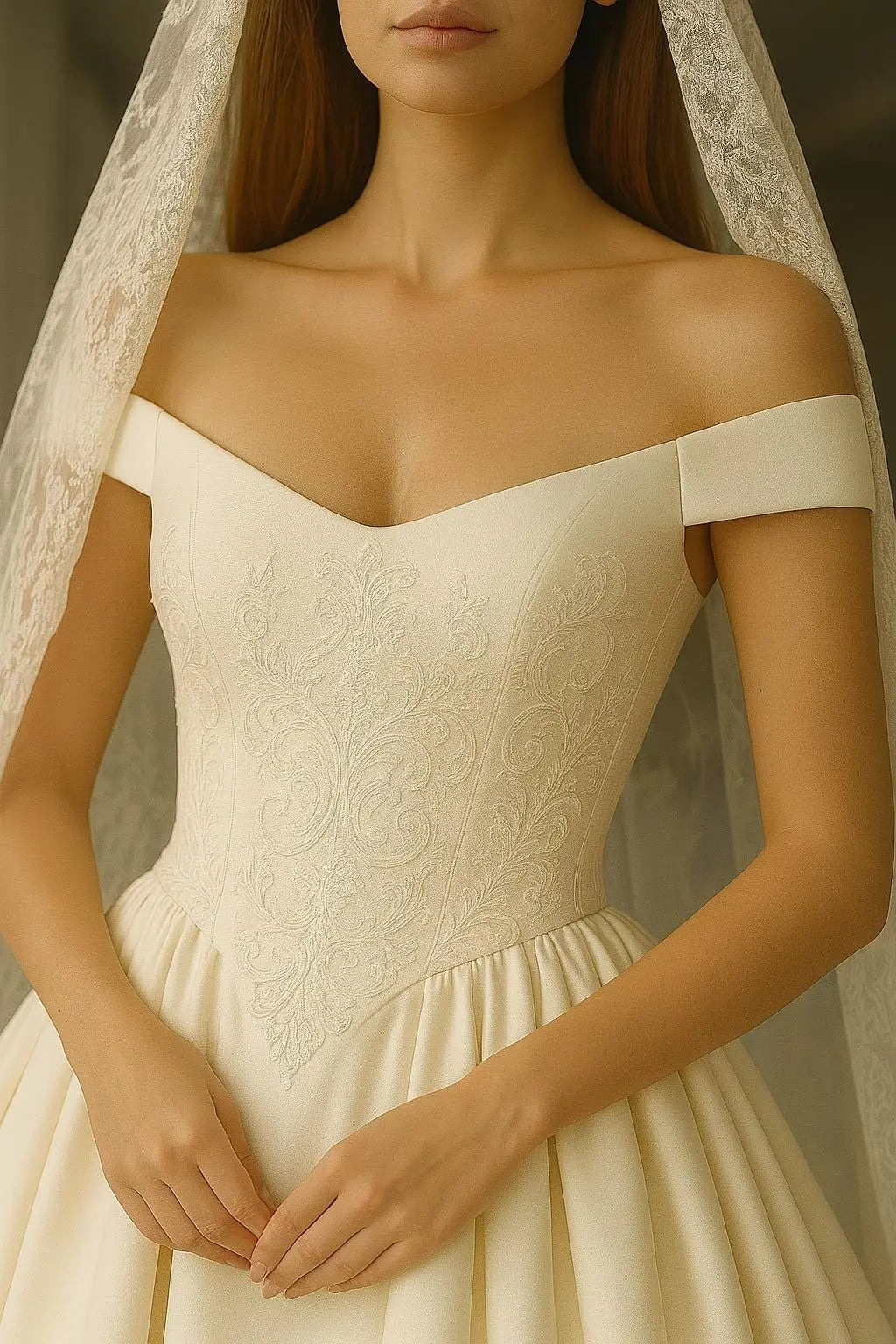 The Elowen Gown – Off-the-Shoulder Embroidered Wedding Dress Payton Bridal