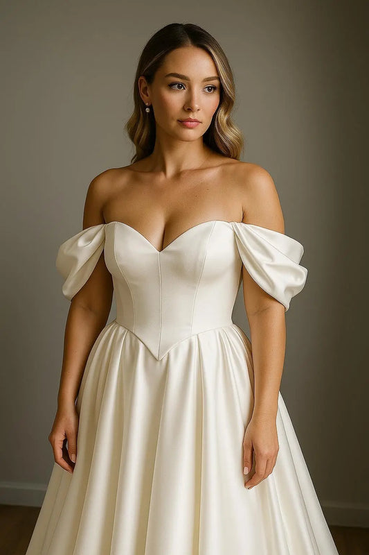 Elegant Satin Off-Shoulder Wedding Gown Payton Bridal