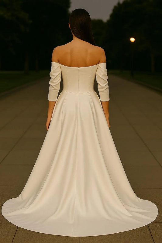 Off-the-Shoulder Satin Wedding Dress | Modern Classic Bridal Gown Payton Bridal