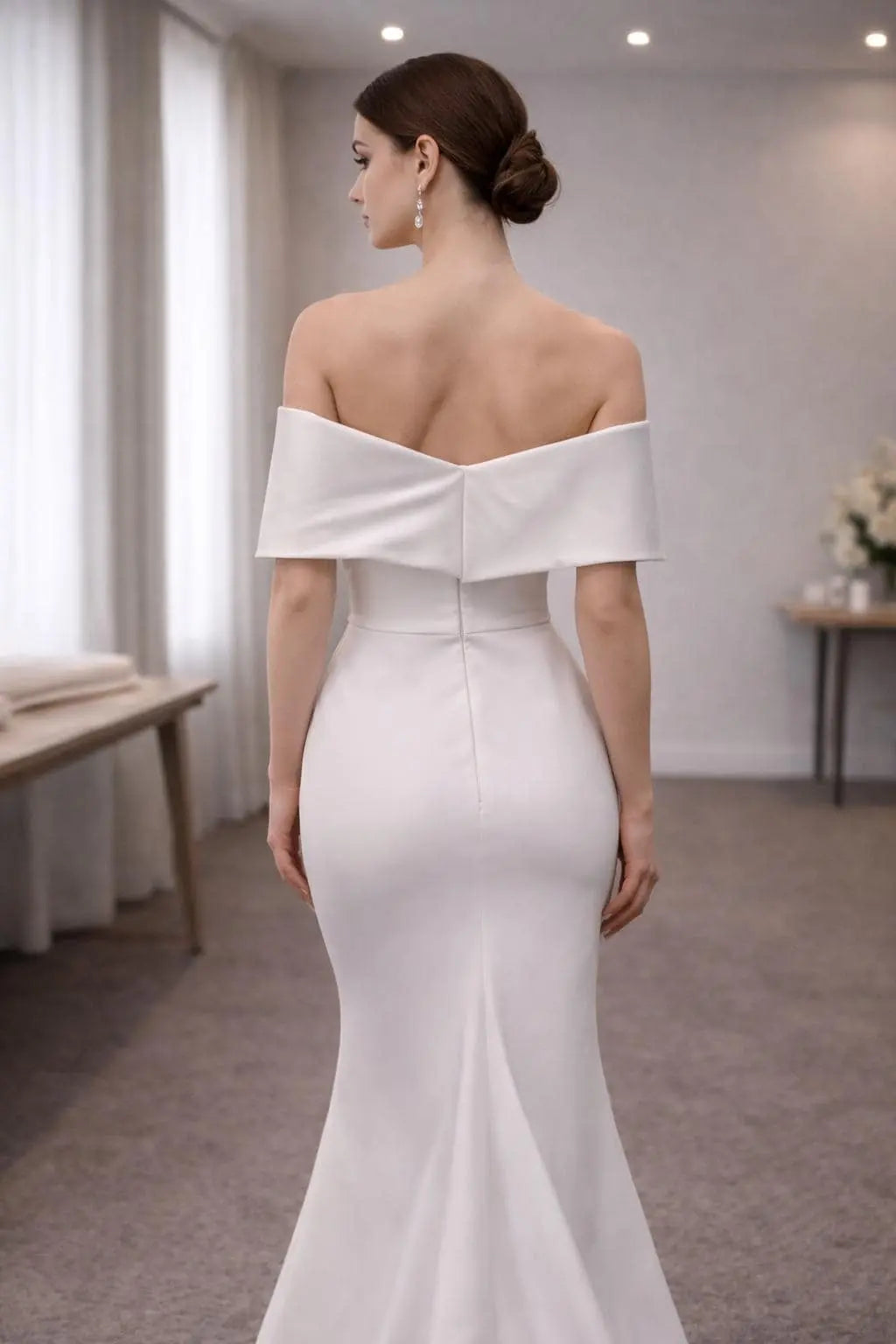 Off-Shoulder Satin Bridal Gown – Minimal, Modern & Elegant Payton Bridal