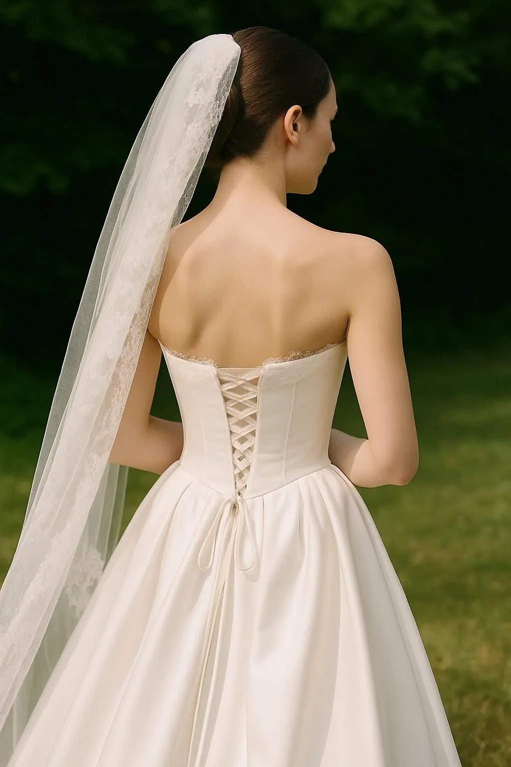 The Evangeline – Strapless Satin Wedding Dress with Lace-Up or Zip Back Payton Bridal