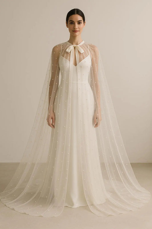 Pearl-Adorned Bridal Cape Payton Bridal