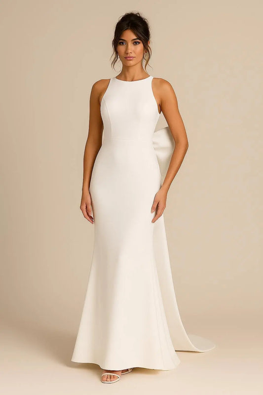 Minimalist Crepe Wedding Gown with Statement Bow Payton Bridal