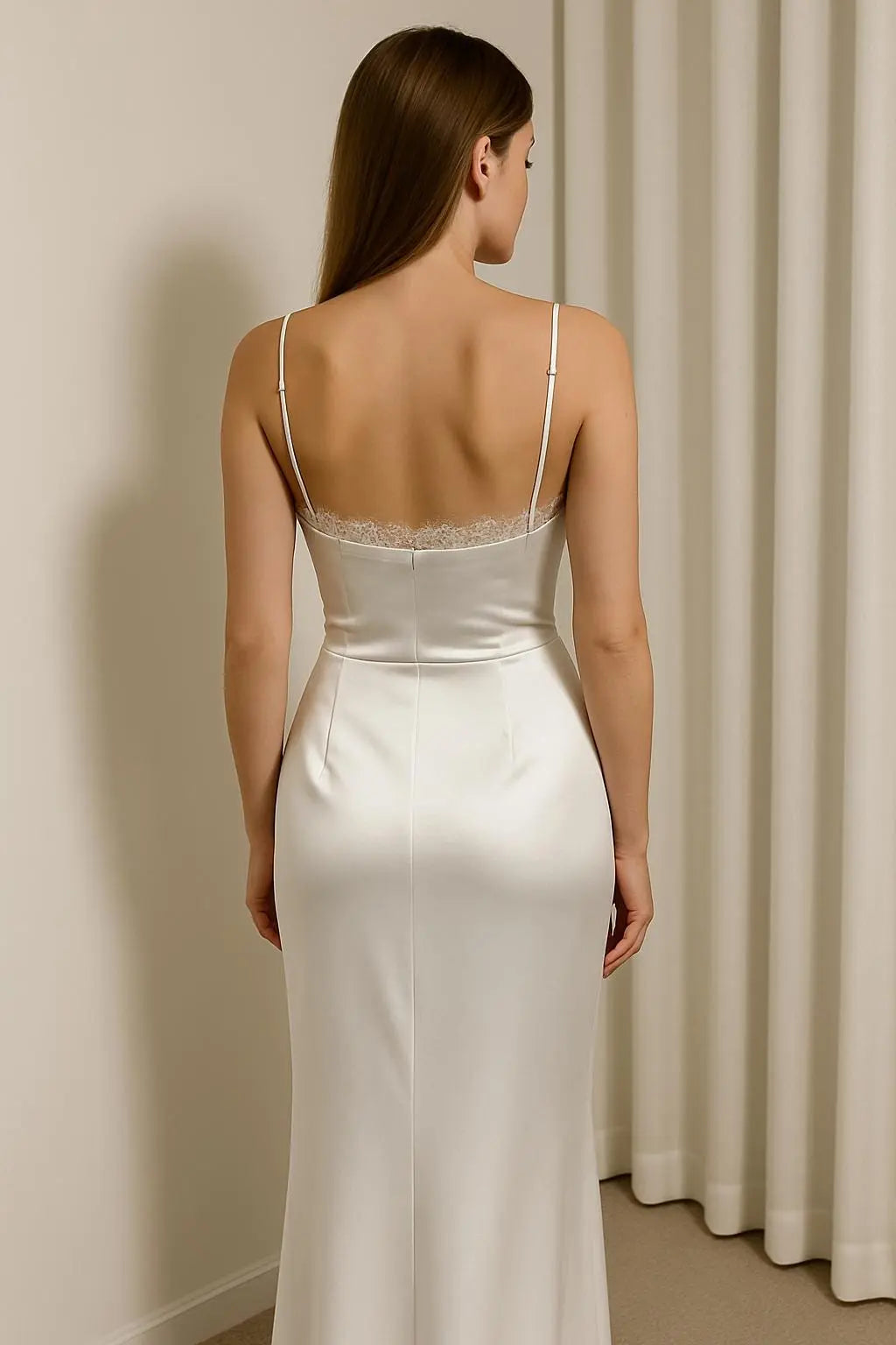 Luna – Silk-Effect Satin Gown with Lace Trim Bodice Payton Bridal