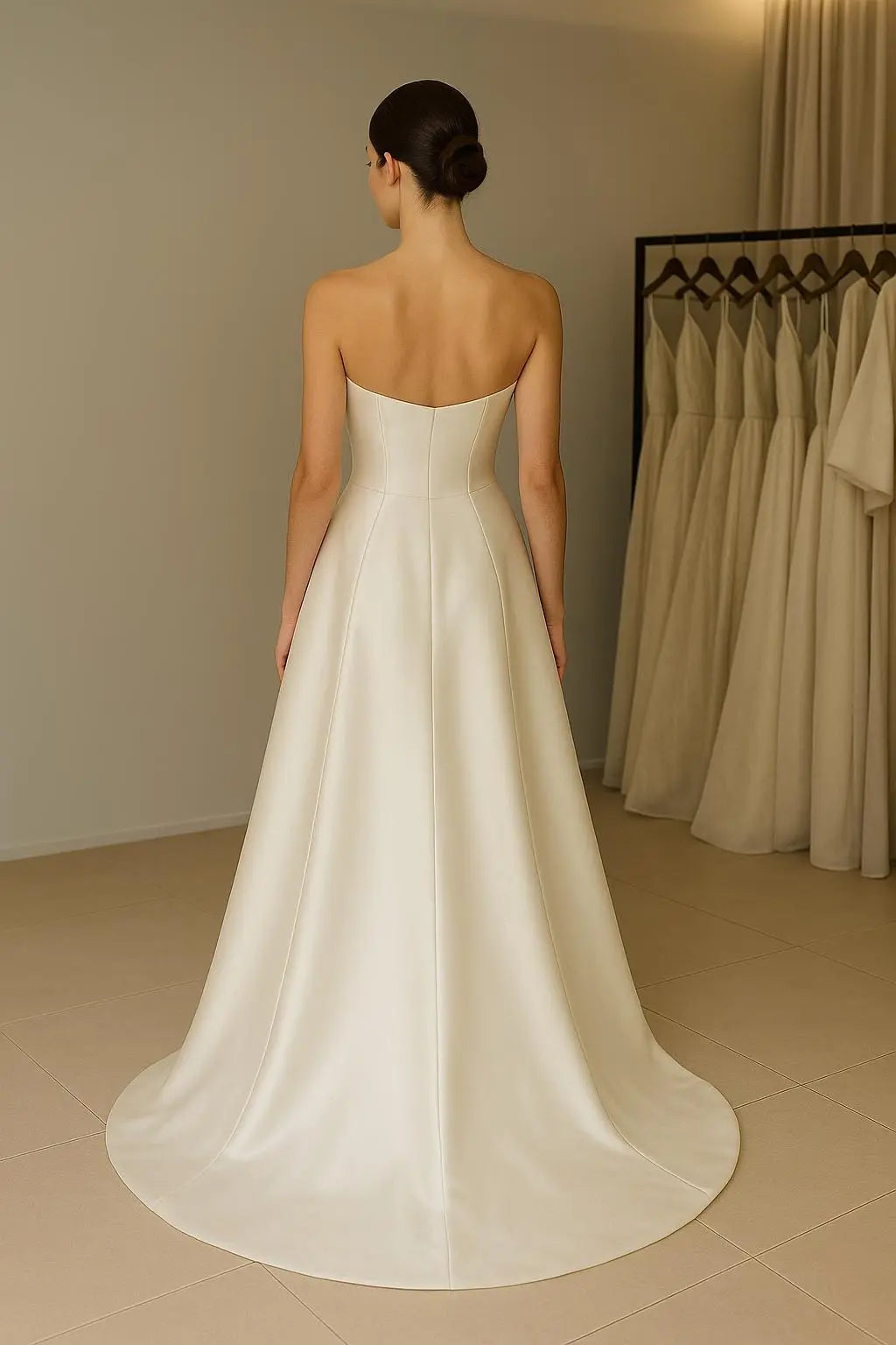 Ivory Satin Wedding Gown: Strapless A-Line Bridal Dress Payton Bridal