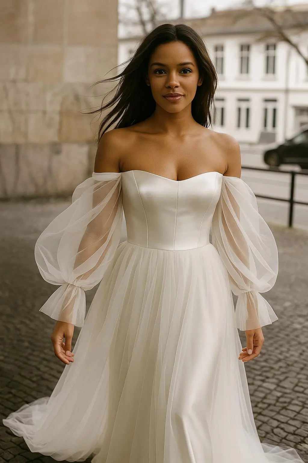 Boho Romance Satin & Tulle Wedding Gown Payton Bridal