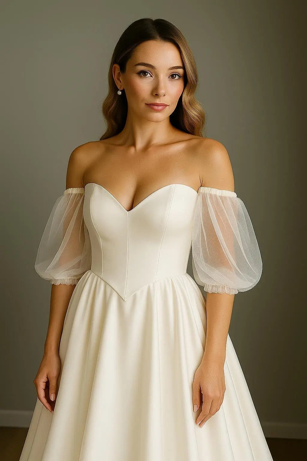 Detachable tulle sleeves Payton Bridal
