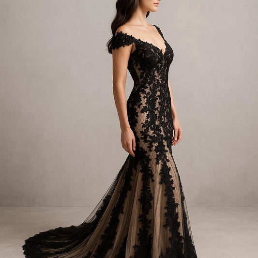 Black Lace Wedding Dress – Custom Made | Gothic Bridal Gown Payton Bridal