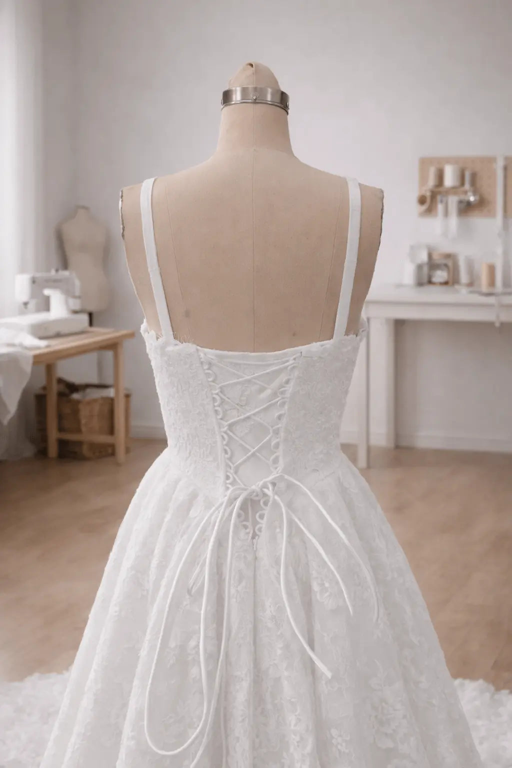 Romantic Lace Corset Wedding Dress with Train