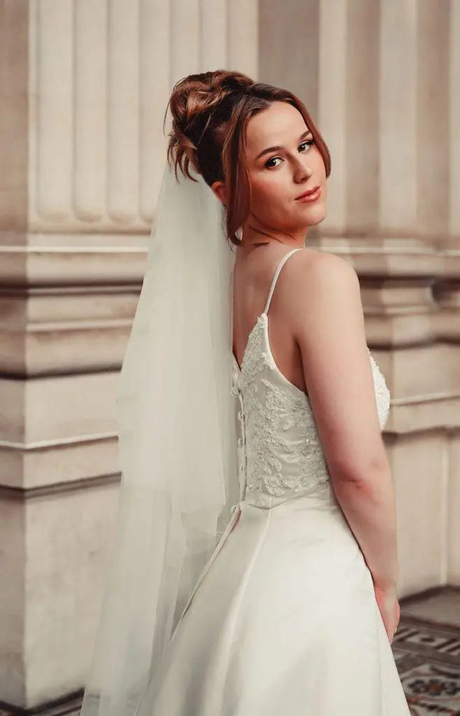 Satin Mini Wedding Dress – Cowl Neckline & Corset Back Payton Bridal