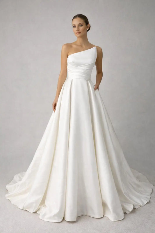One shoulder satin wedding dress Payton Bridal