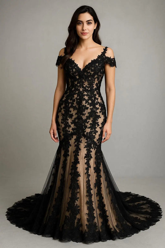 Black Lace Wedding Dress – Custom Made | Gothic Bridal Gown Payton Bridal