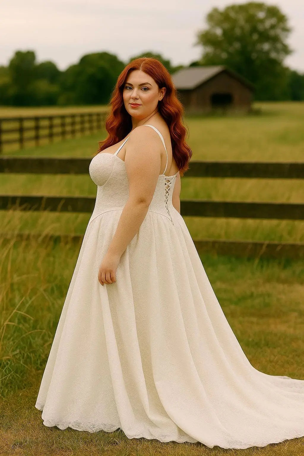 Romantic Lace Corset Wedding Dress with Train Payton Bridal