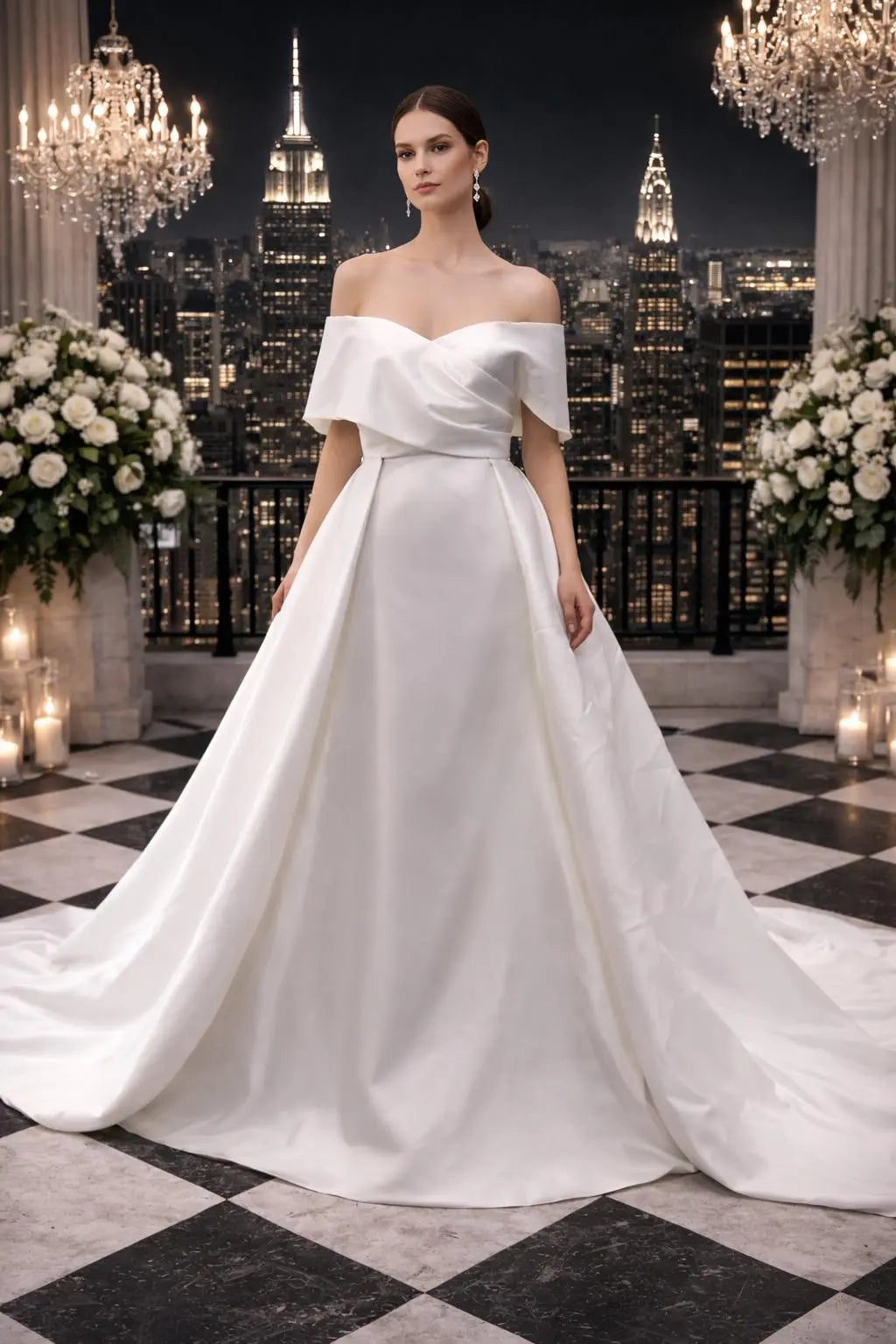 Off-Shoulder Satin Bridal Gown – Minimal, Modern & Elegant Payton Bridal