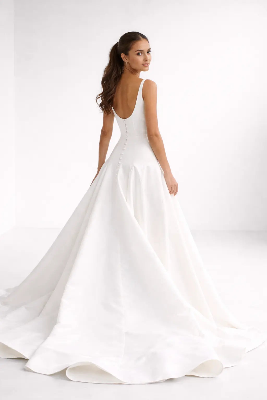 The Sculpted Waist Crepe Gown - Payton Bridal