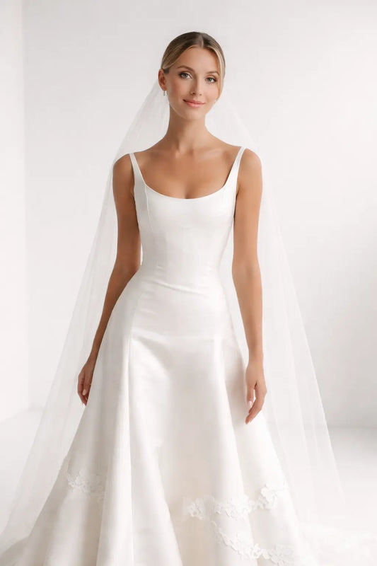 The Sculpted Waist Crepe Gown - Payton Bridal