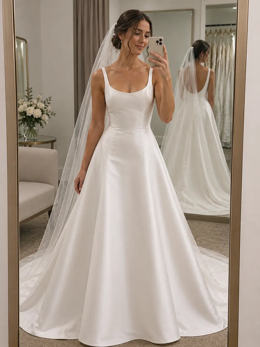 The Sculpted Waist Crepe Gown Payton Bridal