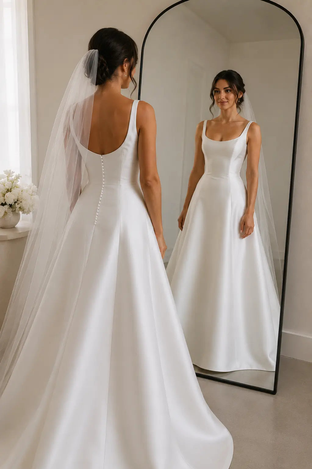 The Sculpted Waist Crepe Gown Payton Bridal