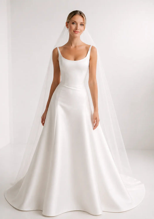 The Sculpted Waist Crepe Gown Payton Bridal