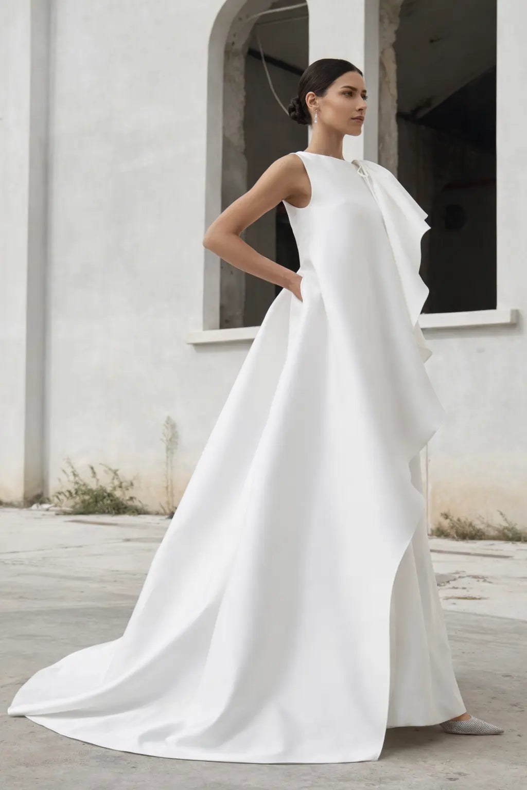 Modern Statement Wedding Dress with Sculptural Ruffle Detail Payton Bridal