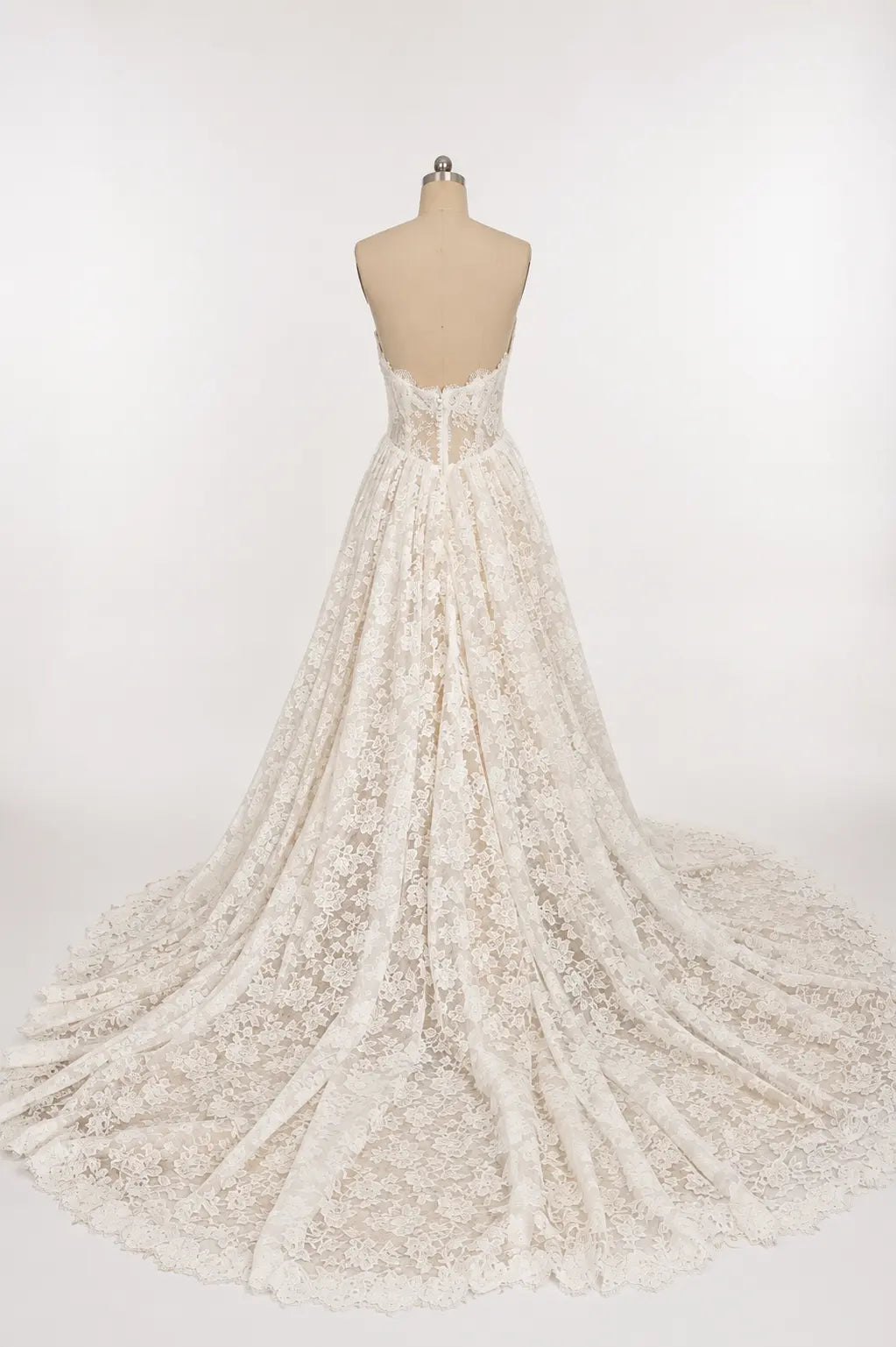 Lace Halter Wedding Dress with Open Back and Full A-Line Skirt Payton Bridal