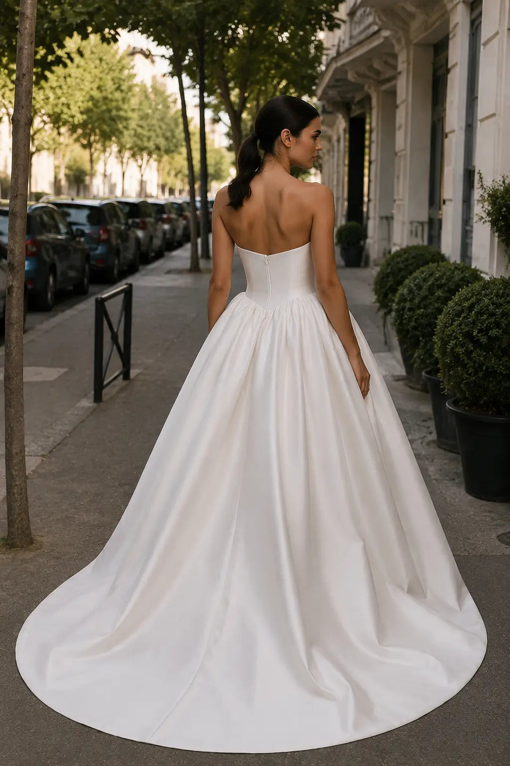 Satin Strapless Ball Gown Wedding Dress | Corset Bodice | Full Skirt Payton Bridal