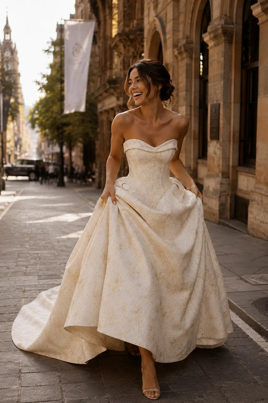 Strapless Jacquard Ball Gown Wedding Dress with Sweetheart Neckline Payton Bridal