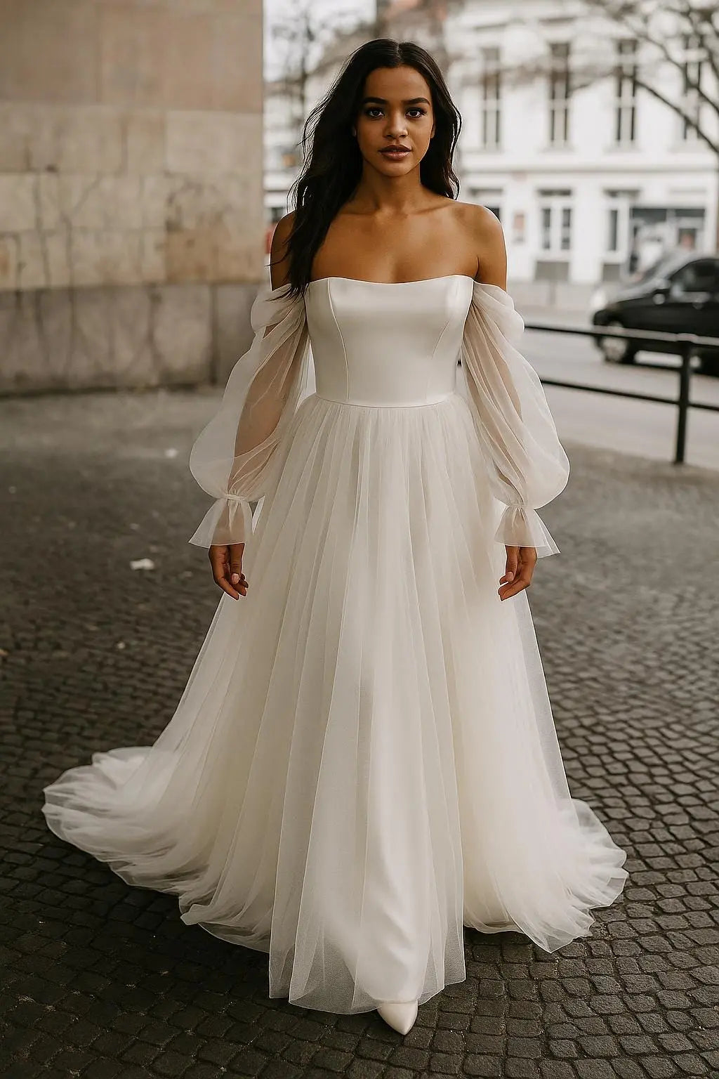 Boho Romance Satin & Tulle Wedding Gown Payton Bridal