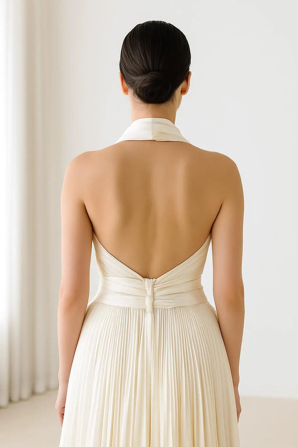 Pleated Ivory Halter Bridal Gown Payton Bridal