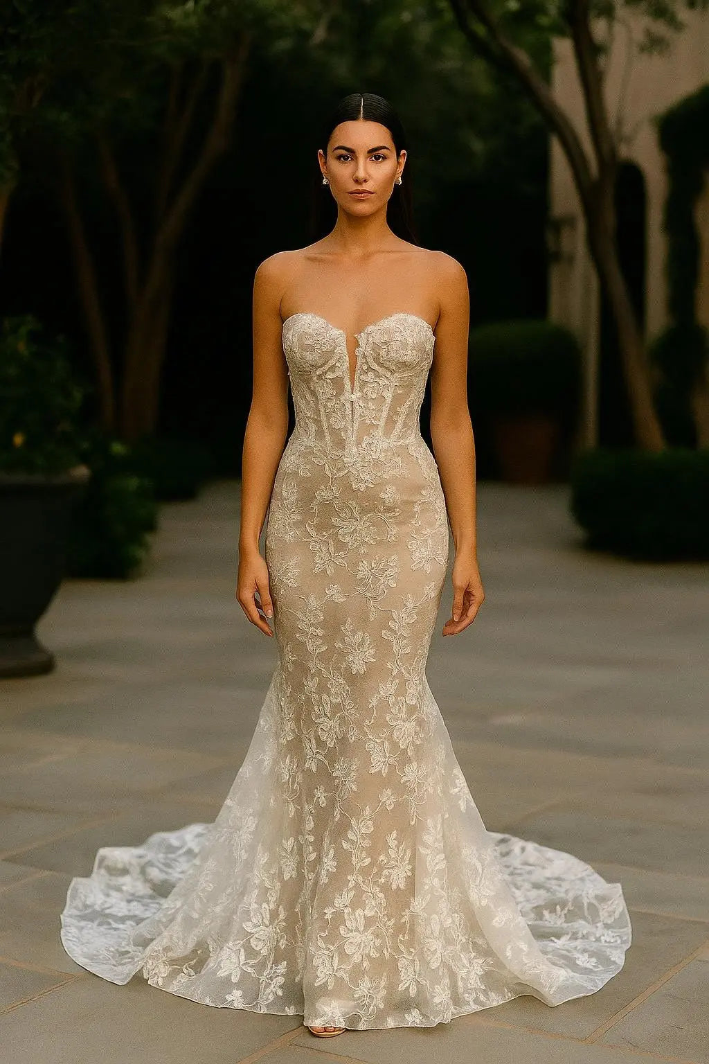 Elegant Lace Mermaid Wedding Dress – Strapless Corset Bridal Gown with Train Payton Bridal