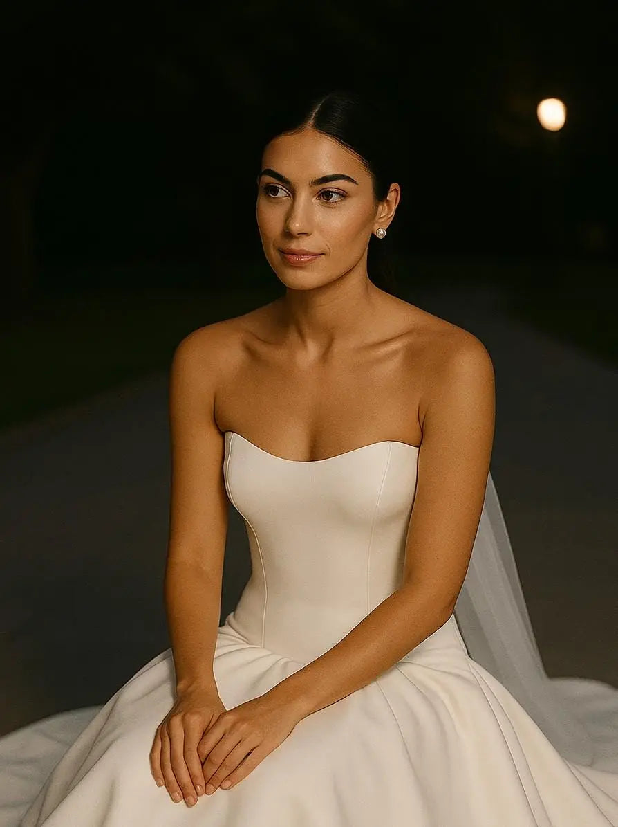 Crepe Strapless Drop-Waist Wedding Gown Payton Bridal