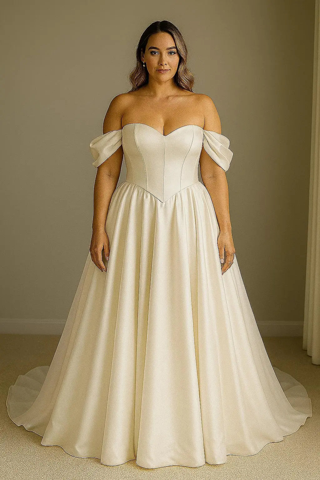 Elegant Satin Off-Shoulder Wedding Gown Payton Bridal