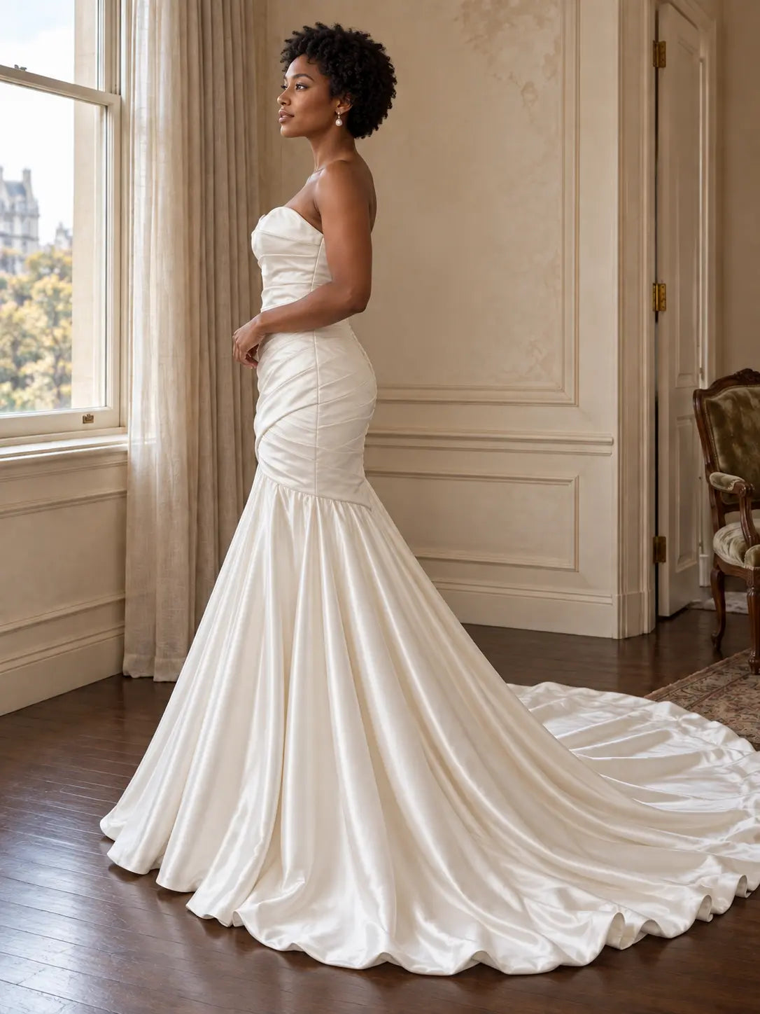 Colette Gown - Strapless Satin Mermaid Wedding Dress with Ruched Bodice Payton Bridal