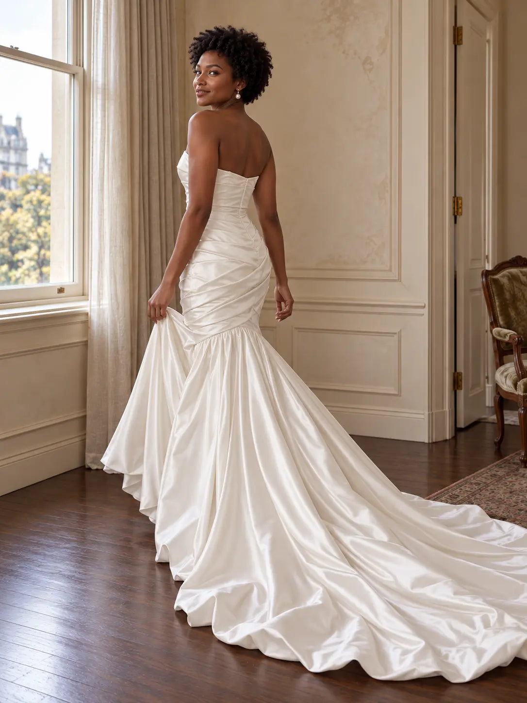 Colette Gown - Strapless Satin Mermaid Wedding Dress with Ruched Bodice Payton Bridal